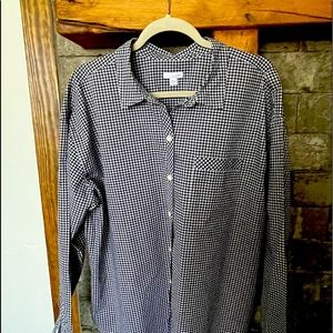 J. Jill black and white checkered blouse.